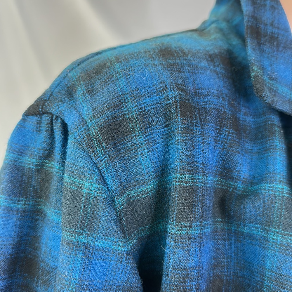 Pendleton Oversized Virgin Wool Dark Plaid Shirt … - image 4